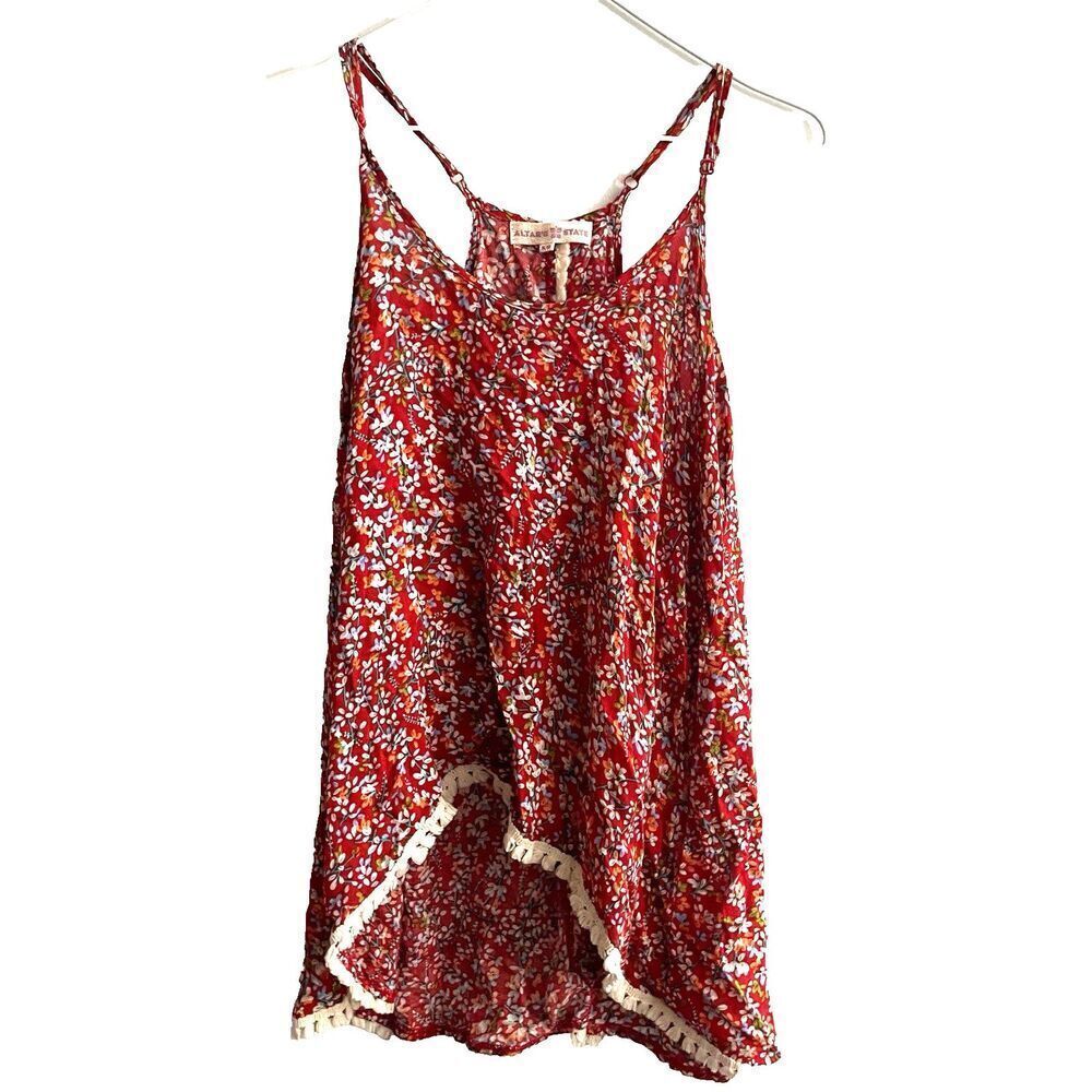 Vtg Altar’d State Burnt Orange Ditsy Floral Boho Tank XS Y2K Tunic Cottagecore